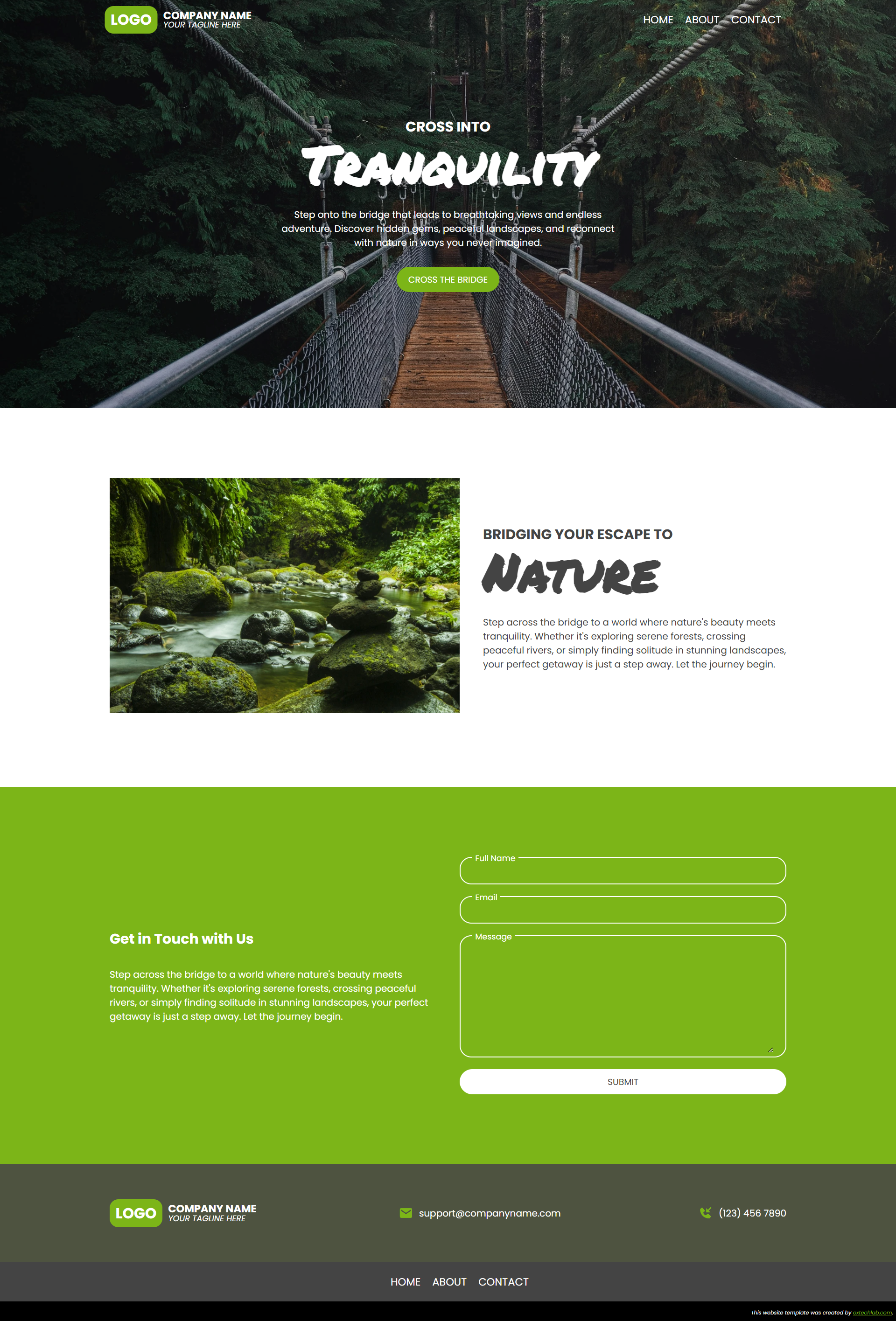 Tranquil Trails – A Serene & Nature-Inspired Landing Page Template Desktop View